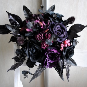 Purple black bouquet, Gothic wedding bouquet,  Halloween wedding