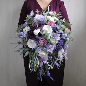 Purple lavender bridal bouquet, Boho wedding, lilac flowers bouquet