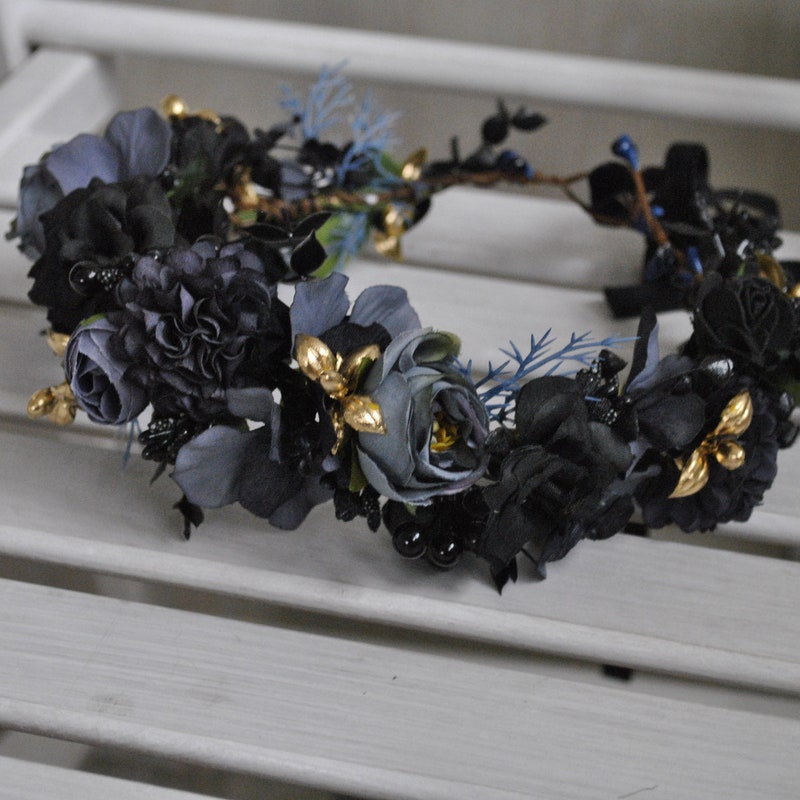 Black Flower Crown - Etsy