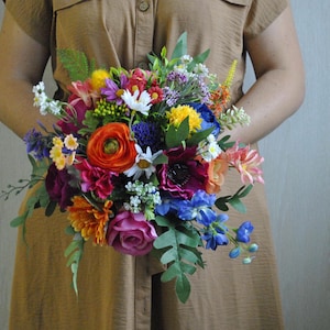 Wildflower bridal bouquet, Jewel tone bouquet, Colorful  bouquet, Summer wedding
