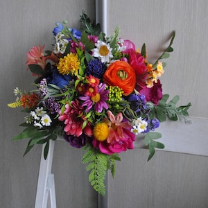 Wildflower bridal bouquet, Jewel tone bouquet, Colorful  bouquet, Summer wedding