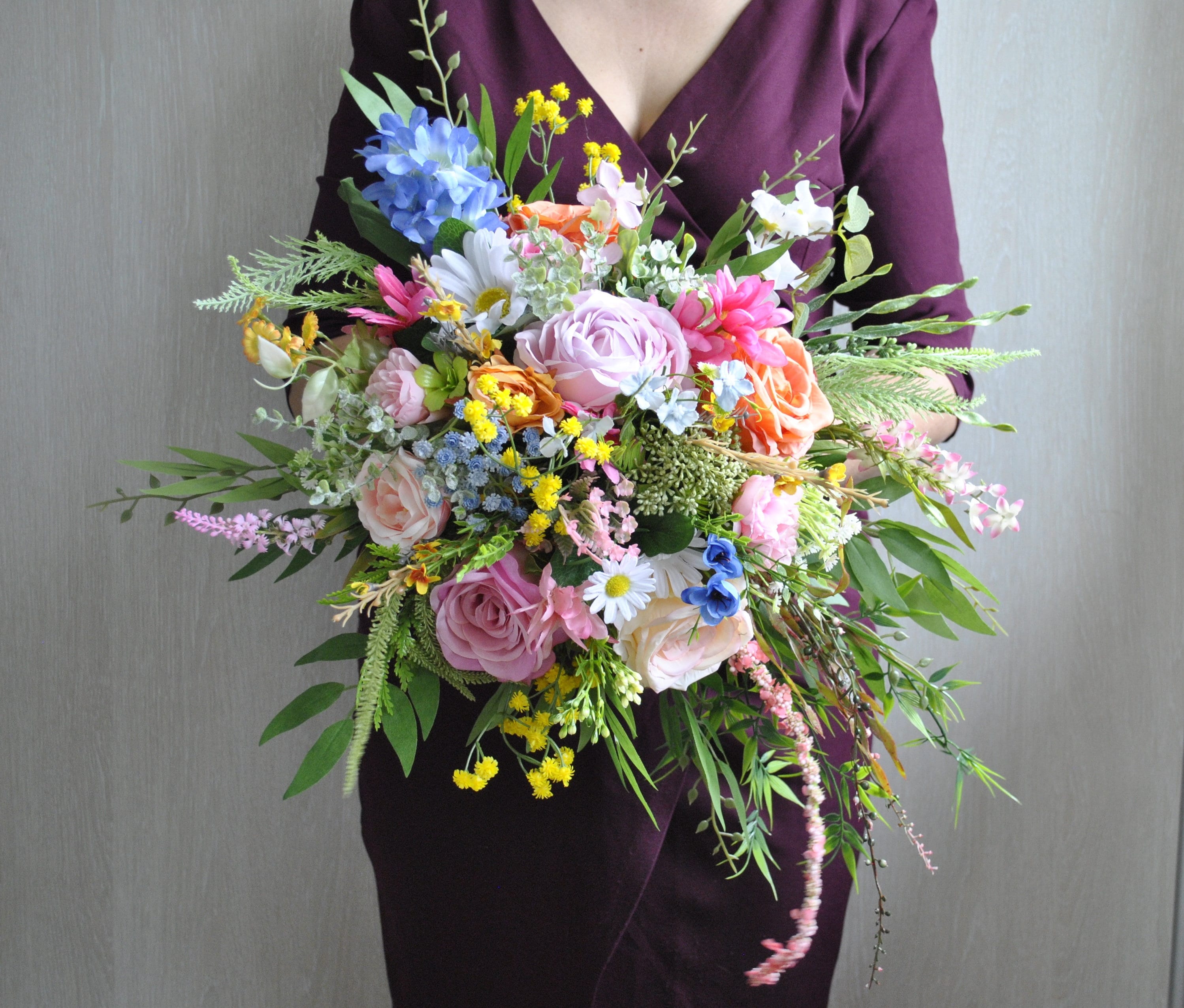 【希少品】BEAUTIFUL WEDDING FLOWERS 9.8in Wedding Bouquets: Lifelike Roses for Unforgettable