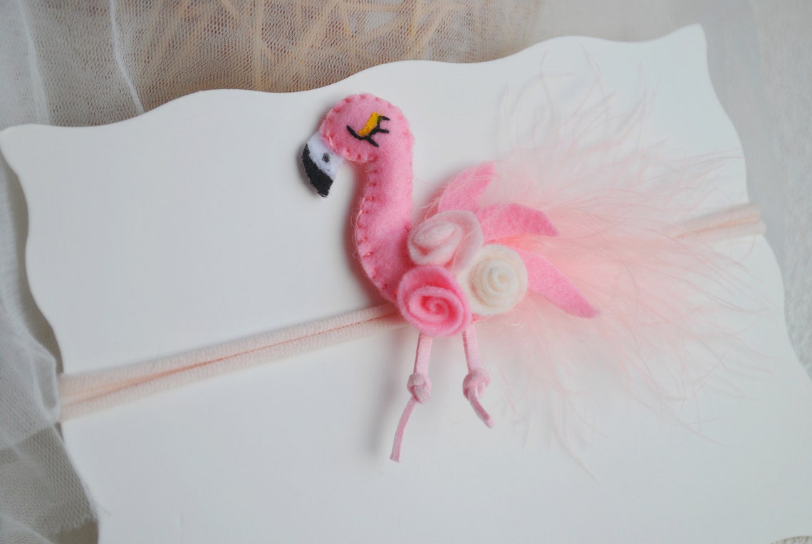Pink Flamingo Headband Flamingo Baby Headband Felt Headband Etsy