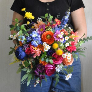 Wildflower bridal bouquet, Jewel tone bouquet, Colorful  bouquet, Summer wedding