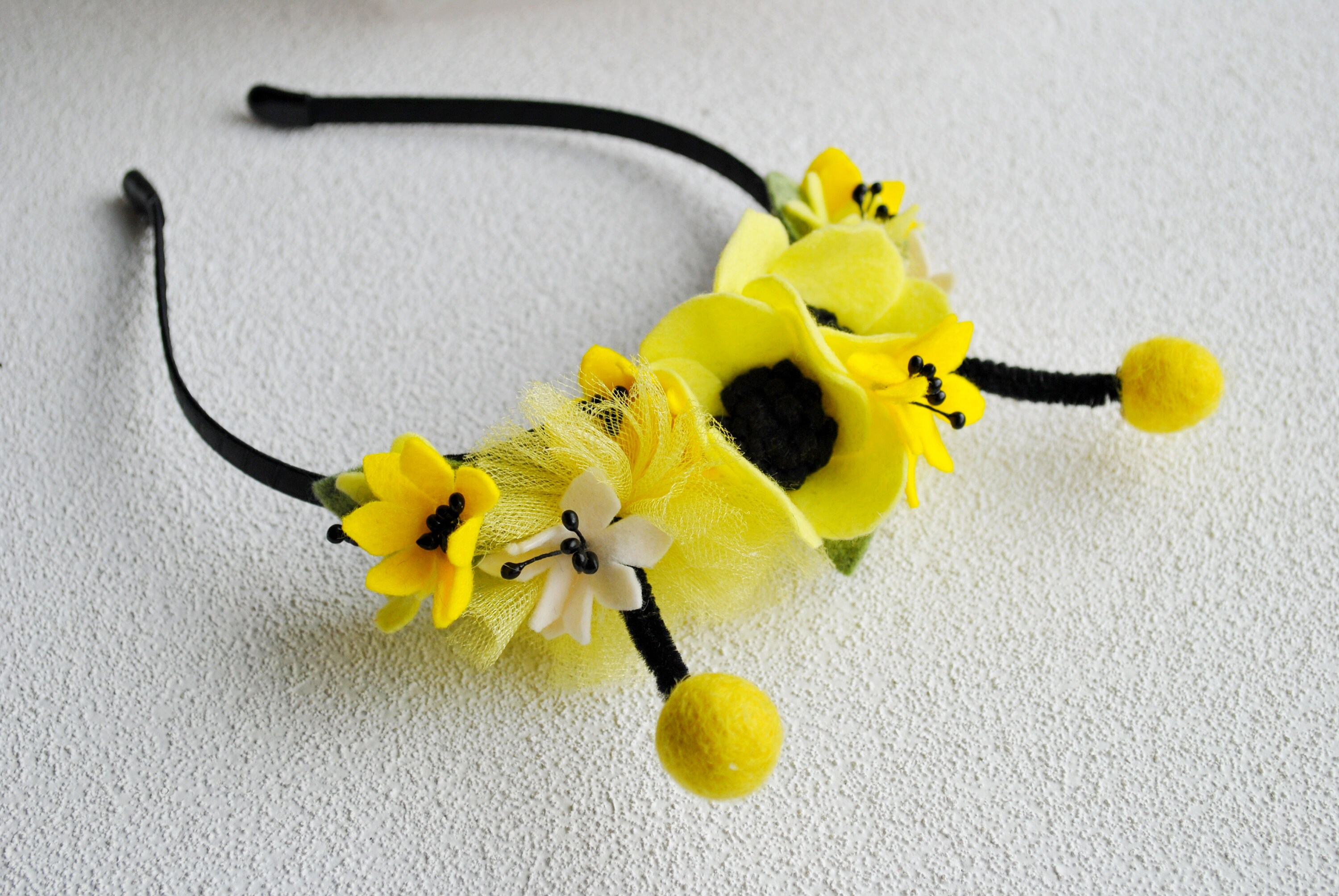 Bumble bee headband First birthday bee headband Yellow Etsy