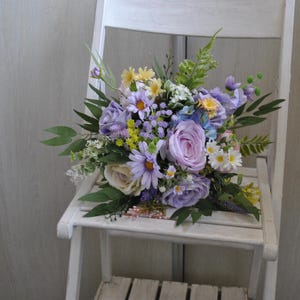 Colorful bouquet, Wildflower bridal bouquet, Jewel tone bouquet, Lilac pink yellow bridesmaid bouquet