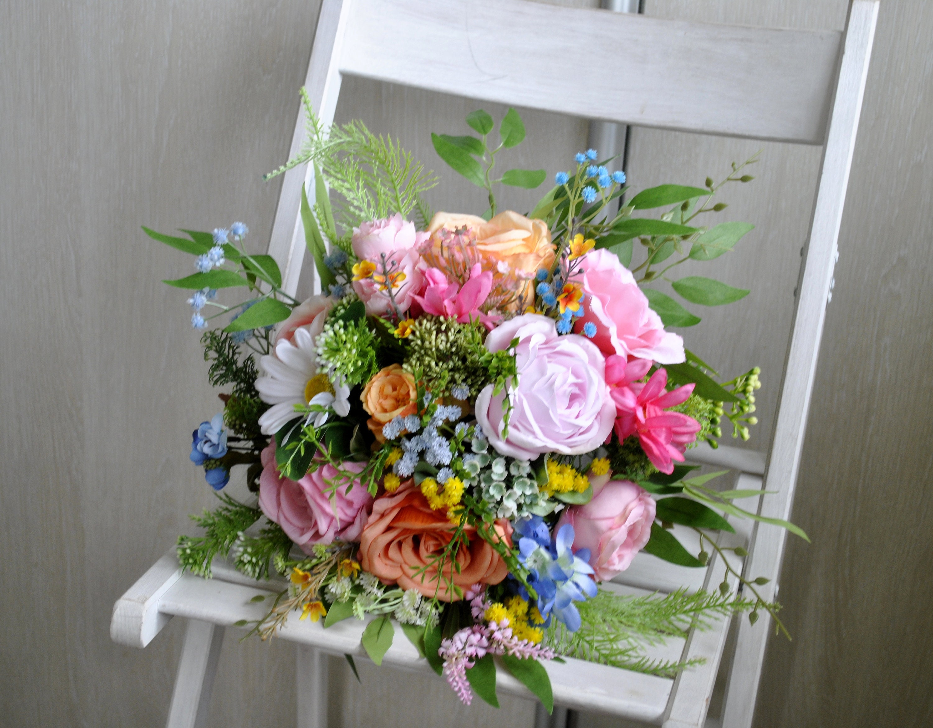 Wildflower Bridal Bouquet, Jewel Tone Bouquet, Orange Hot