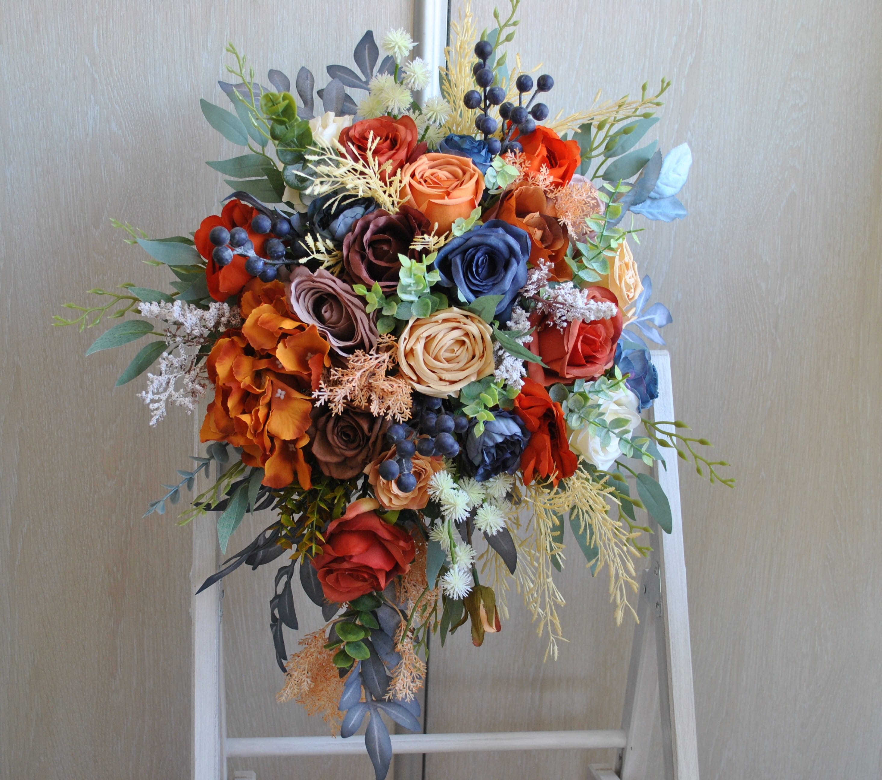 Rust Navy Blue Wedding Bouquet