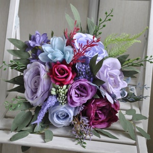 Jewel tone bridal bouquet, Lavender purple wedding flowers, Spring summer wedding