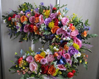 Wildflowers arch flowers, Multicolor arch swag, Spring summer wedding