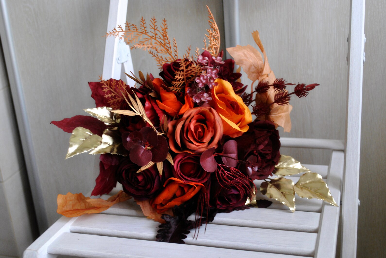 Rust Burgundy Burnt Orange Flowers, Bridal Bouquet, Cascading Bouquet ...