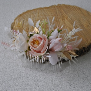 Ivory blush pink  floral comb,  Wedding accessories, Flower comb wedding, Boho wedding