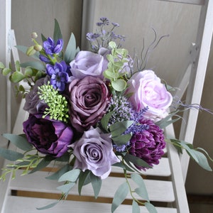 Purple wedding bouquet, Bridesmaid bouquet, Fall wedding