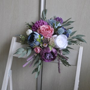Purple blue wedding bouquet, Lavender bouquet, Fall wedding