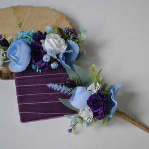 Purple sky blue boutonniere for men, Pocket boutonniere , Fall  wedding