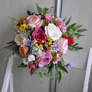 Wildflower bridal bouquet, Jewel tone bouquet, Colorful  bouquet, Summer wedding