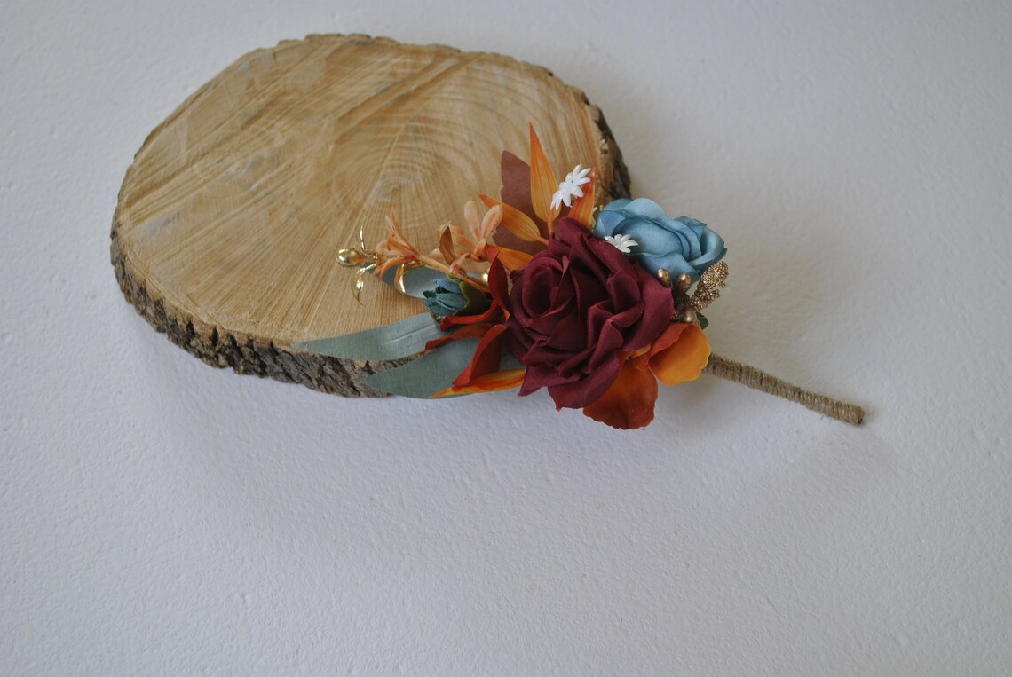 Rust Teal Burgundy Gold Bridal Bouquet, Fall Wedding Silk Flowers, Cascading Bouquet Etsy Canada