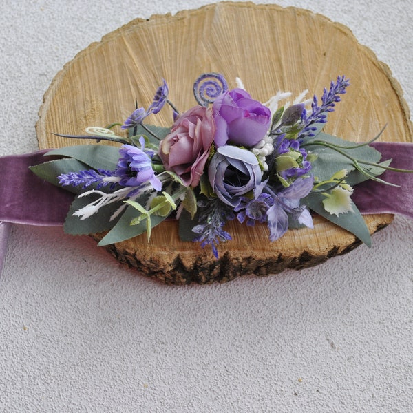 Ceinture de mariée violette, ceinture de fleurs, mariage bohème