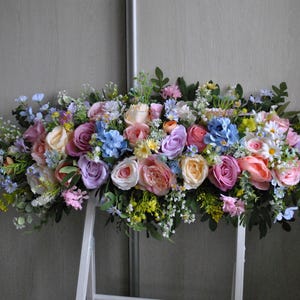 Wildflowers arch flowers, Multicolor arch swag, Spring summer wedding