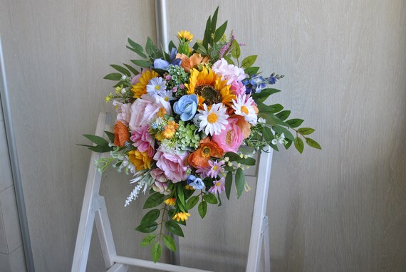 Künstliche Sonnenblumen Aus Seide, 20 Stück Mit Stielen – 8,9 Cm Kopf, 26,9 Cm Stiel, Orange/gelb