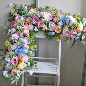 Wildflowers arch flowers, Multicolor arch swag, Spring summer wedding