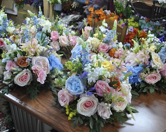 Pastel wildflower wedding centerpiece, Table decor, Head table flowers