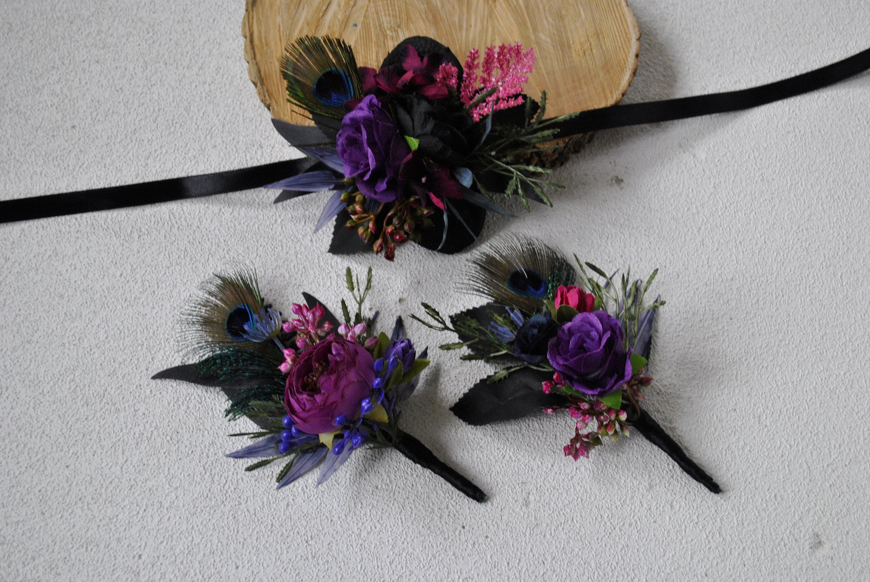 Jewel tone  boutonniere for men, Gothic wedding, Wedding buttonhole