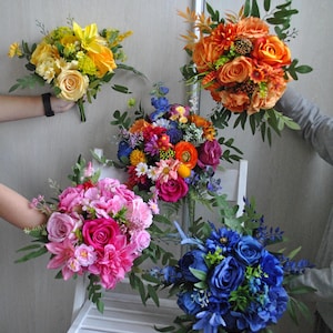 Jewel tone bouquet, Colorful  bouquet, Summer wedding, Wildflower bridal bouquet