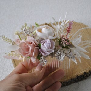 Ivory blush pink  floral comb,  Wedding flower comb, Wedding accessories, Boho wedding