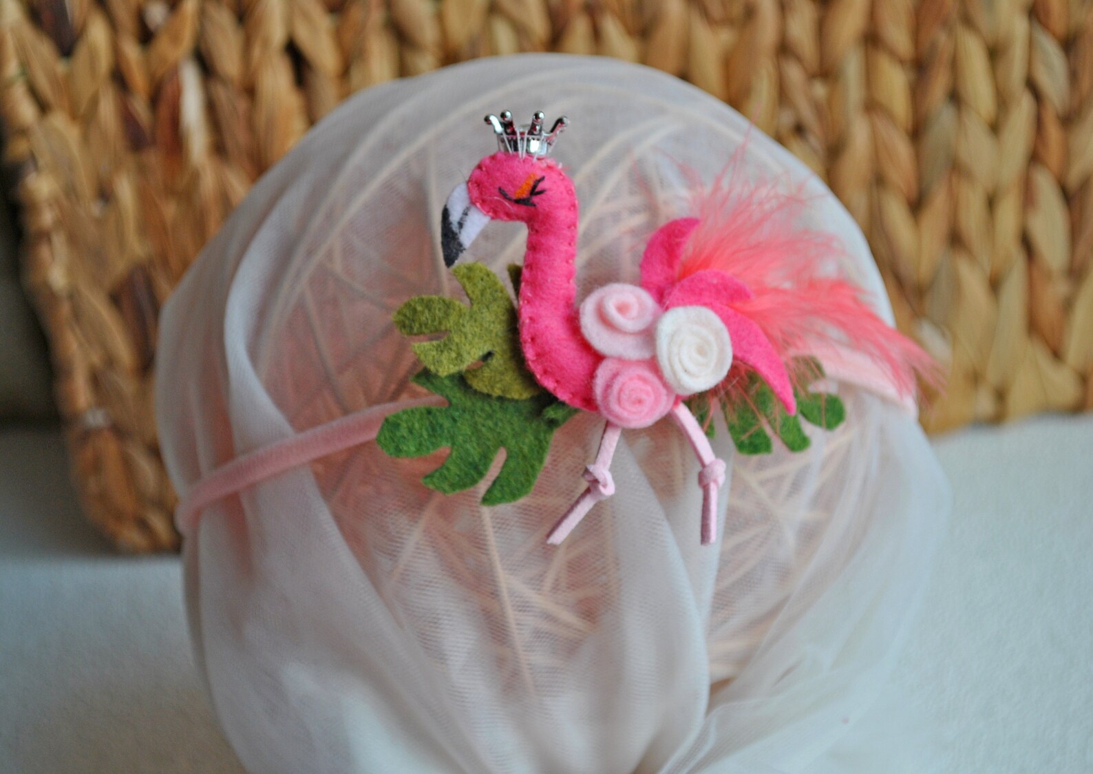 Flamingo Baby Headband Pink Flamingo Headband Felt Headband Etsy