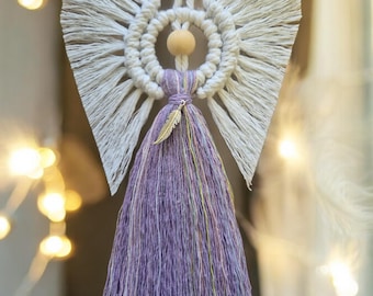 Macrame Angel, Purple/Lilac 100% cotton. Handmade. Decorations, Gifts, Home Decor, Personalised Greeting, Someone Special, Gift ideas, Love