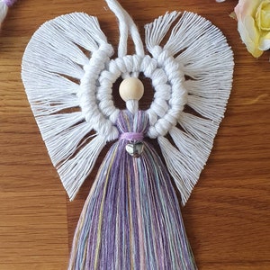 Macrame Angel, Purple/Lilac 100% cotton. Handmade. Decorations, Gifts, Home Decor, Personalised Greeting, Someone Special, Gift ideas, Love