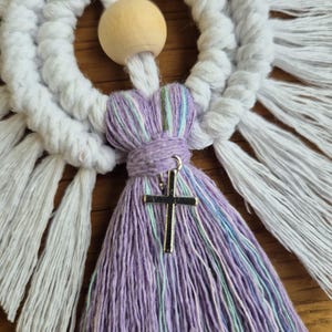 Macrame Holy Communion Christening Baptism Angel. Lovely gift Handmade Birthday Thank you present Tibetan silver Charms image 9