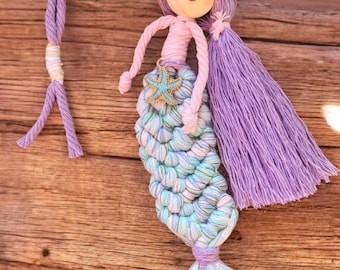 Macrame Mermaid wall Decoration/Gift Idea 100% cotton. Handmade. Decorations, Gifts, Home Decor, Personalised Greeting, Someone Special Love