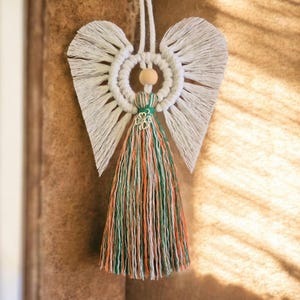 St Patrick's Day Macrame Angel....Ireland Irish Flag Colours gift for him for her unique good luck Communion Baptism Christening home decor