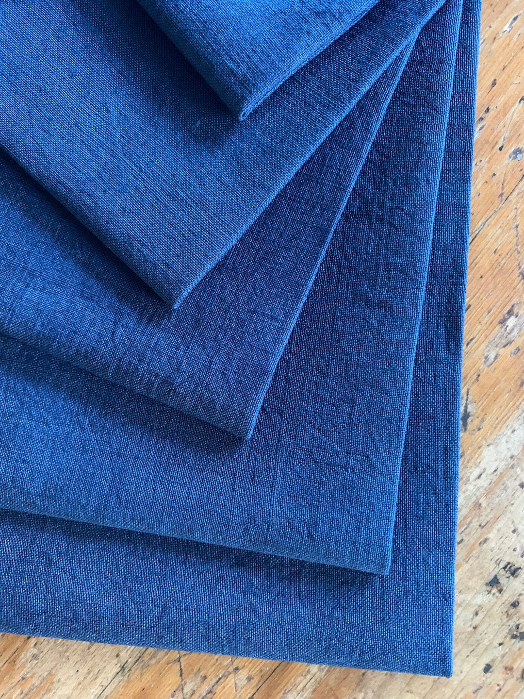 6 Navy Blue Vintage French Linen Napkins Etsy UK