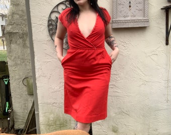 Vintage 60s/70s scalloped neckline red dress