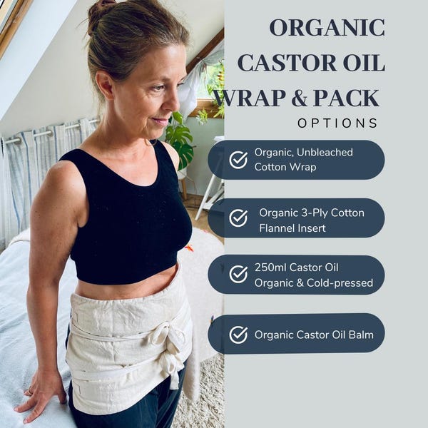 Organic Castor Oil Wrap | Plastic & Vinyl Free | GOTS Certified | Handmade in UK | Castor Oil Pack | Period | Liver | Lymphatic