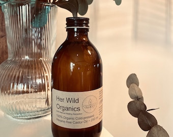 Organic Cold-Pressed Castor Oil | Hexane-Free, Amber Glass, 250ml | UK Made Wellbeing