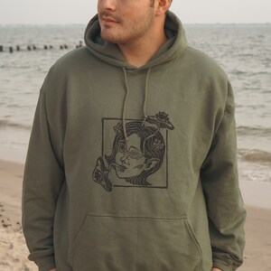 Linocut Mushroom Girl Hoodie