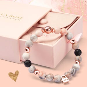 Pulseira de Ansiedade Social para Mulheres - Cura com Cristal e Pingente de Cadeado do Amor - Presentes de Aniversário para Ela - Caixa de Presente, Bolsa para Joias, Cartões com Significados
