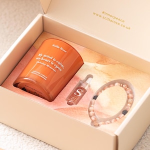 Thoughtful Birthday Gift for Her – Crystal Candle & Aromatherapy Bracelet Gift Set