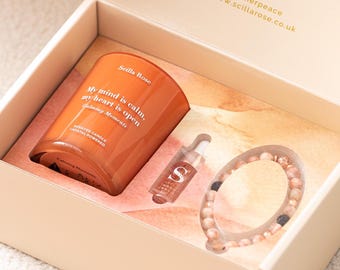 Thoughtful Birthday Gift for Her – Crystal Candle & Aromatherapy Bracelet Gift Set