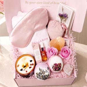 Luxury Spa Gift Box | Rose Quartz Self-Care Hamper, Light-Up Keepsake, Birthday Pamper Set