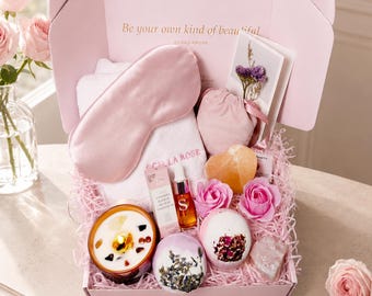 Luxury Spa Gift Box | Rose Quartz Self-Care Hamper, Light-Up Keepsake, Birthday Pamper Set