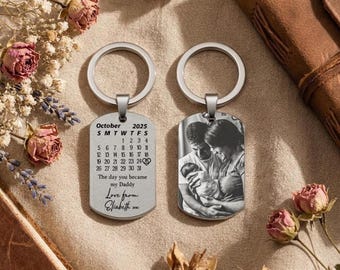 Personalised Stainless Steel Engraved Keyring - Photo Key Chain - Gifts for Her Him - Birthday Christmas Gifts for Mummy Daddy Grandma Nanny