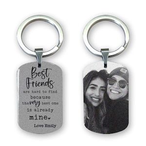 Personalised FRIENDSHIP Stainless Steel Engraved Photo Keyring - Gifts for Him Her -  Birthday Christmas Presents for Best Friends BFF