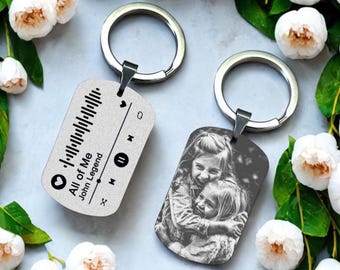 Personalised Scannable SPOTIFY Engraved Keyring - Gifts for Him Her - Valentine's Day Anniversary Birthday Christmas Presents Memory Song