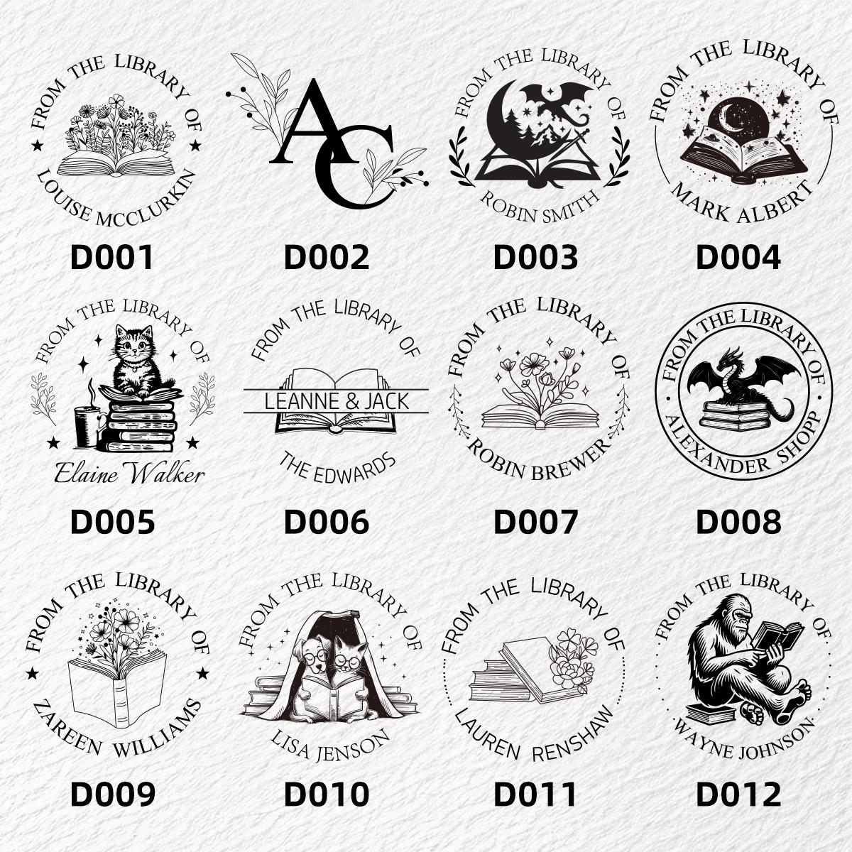 Library Stamp Design Personalized Book Embosser, Custom Library Stamp for Readers, Custom ...
