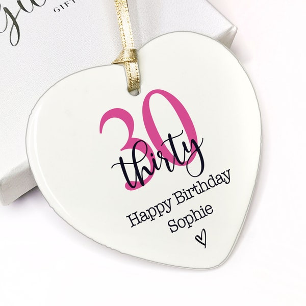 Personalised Happy Birthday Gift for Him Her Son Daughter Friends Ceramic Heart Keepsake Home Decor 13th 16th 18th 21st 30th 40th 50th 60th